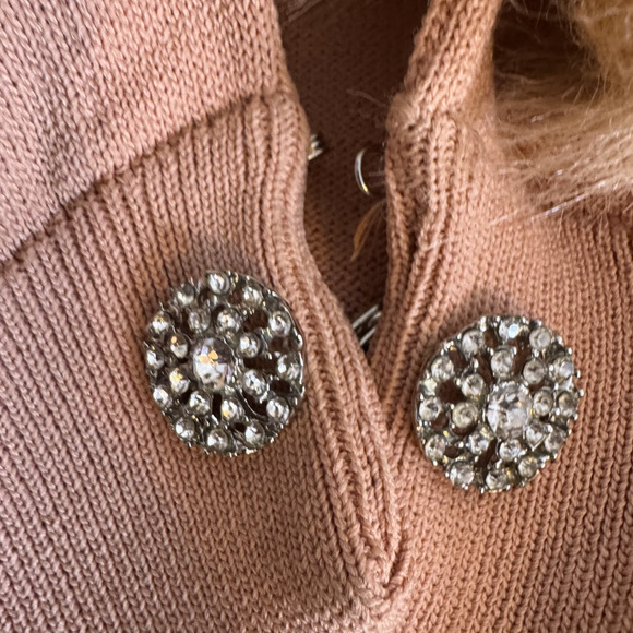 Vintage Y2K Rose Pink Faux Fur Crop Cardigan Sweater Indie Sleaze Fairy 2000s M - Picture 8 of 9